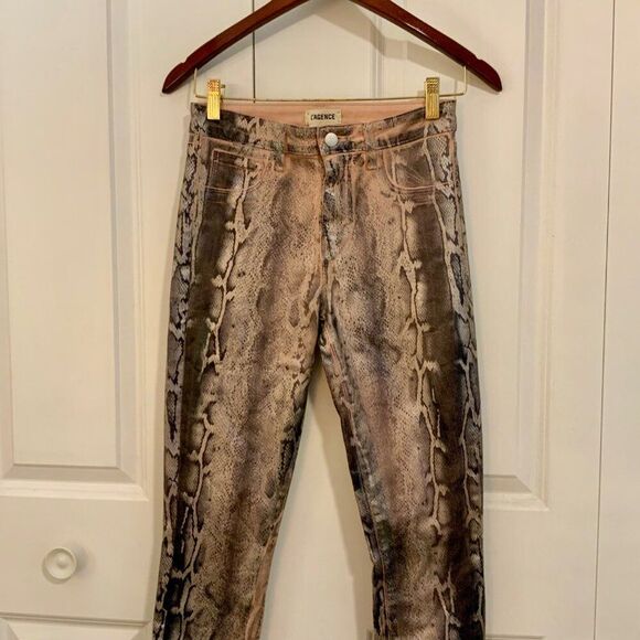 L’AGENCE Margot Paloma Snakeskin Print Coated Stretch Skinny Jeans Size 26 - Picture 4 of 13